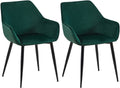2-delige set Eetkamerstoelen - Fauteuils - Robuuste constructie, Hoog comfort Kleur groen Materiaal zacht