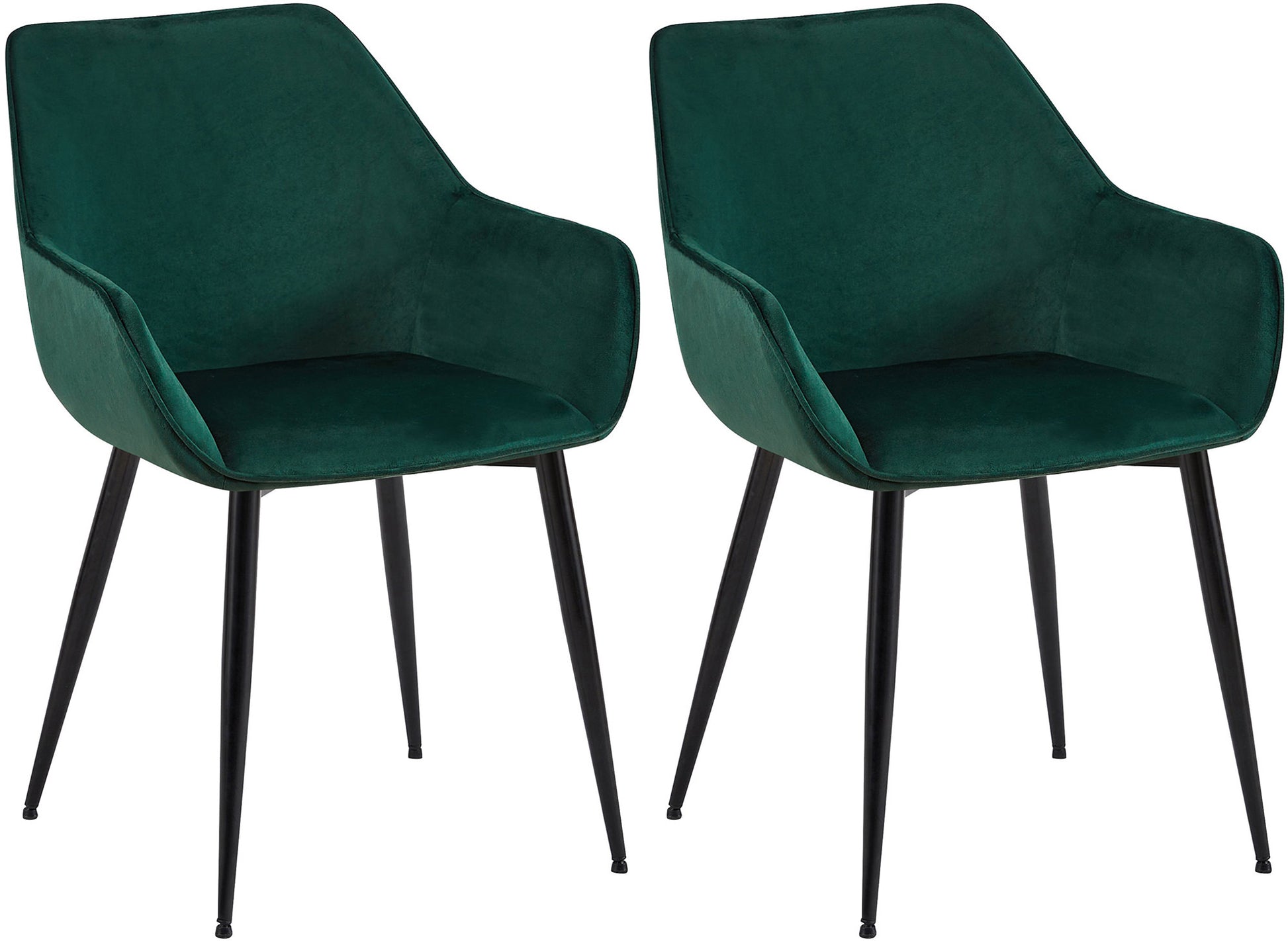 2-delige set Eetkamerstoelen - Fauteuils - Robuuste constructie, Hoog comfort Kleur groen Materiaal zacht