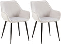 2-delige set Eetkamerstoelen - Fauteuils - Robuuste constructie, Hoog comfort Kleur lichtgrijs Materiaal zacht