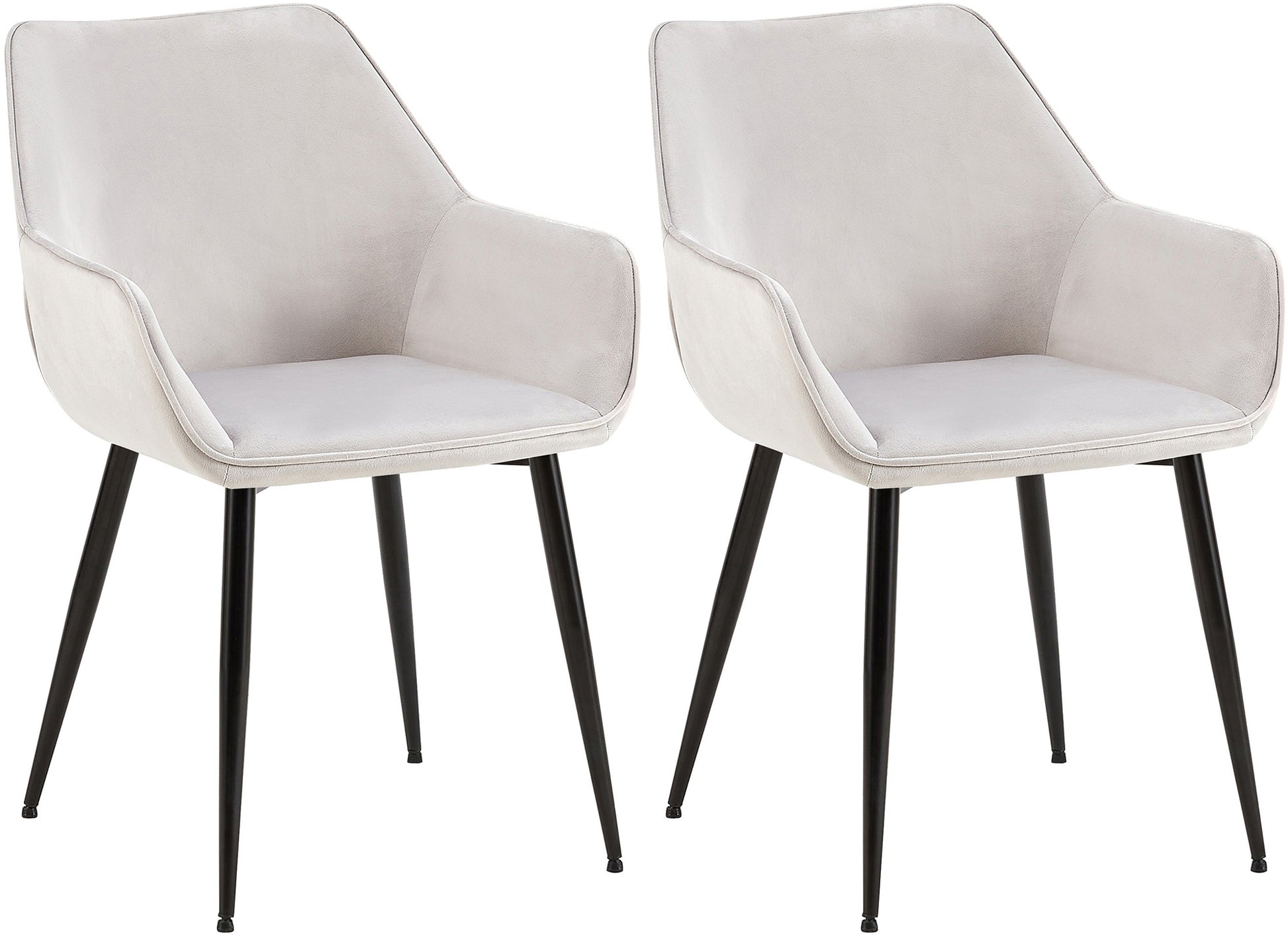 2-delige set Eetkamerstoelen - Fauteuils - Robuuste constructie, Hoog comfort Kleur lichtgrijs Materiaal zacht