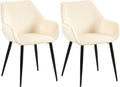 2-delige set Eetkamerstoelen - Fauteuils - Robuuste constructie, Hoog comfort Kleur crème Materiaal zacht
