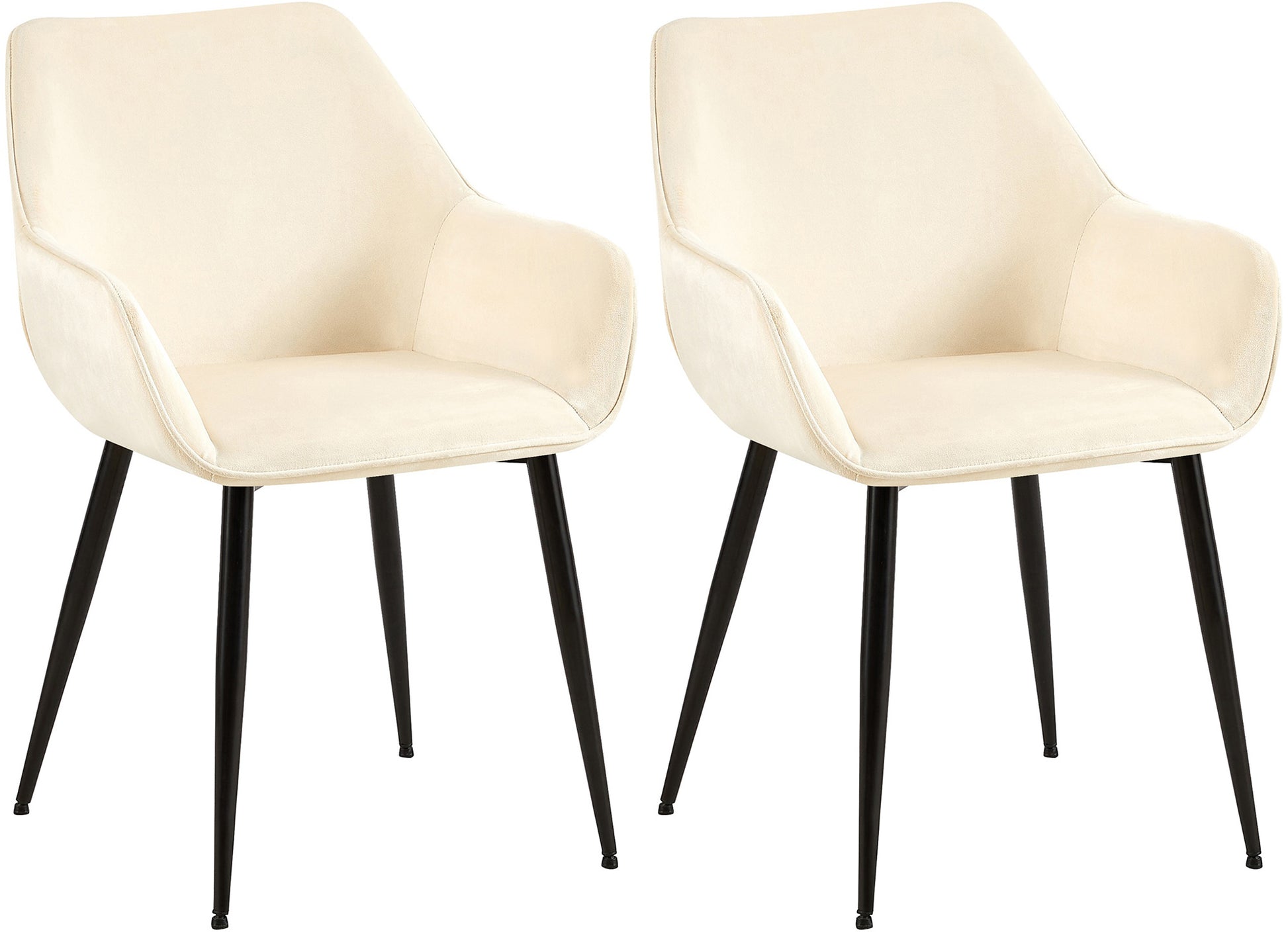 2-delige set Eetkamerstoelen - Fauteuils - Robuuste constructie, Hoog comfort Kleur crème Materiaal zacht