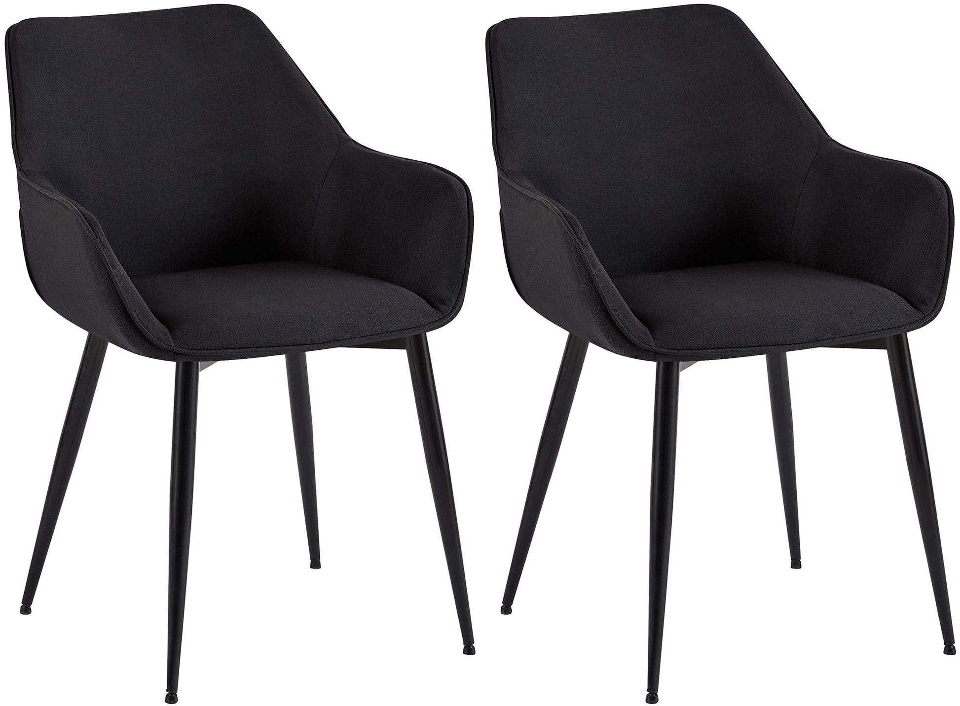 2-delige set Eetkamerstoelen - Fauteuils - Robuuste constructie, Hoog comfort Kleur zwart Materiaal Stof