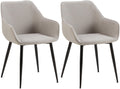 2-delige set Eetkamerstoelen - Fauteuils - Robuuste constructie, Hoog comfort Kleur lichtgrijs Materiaal Stof