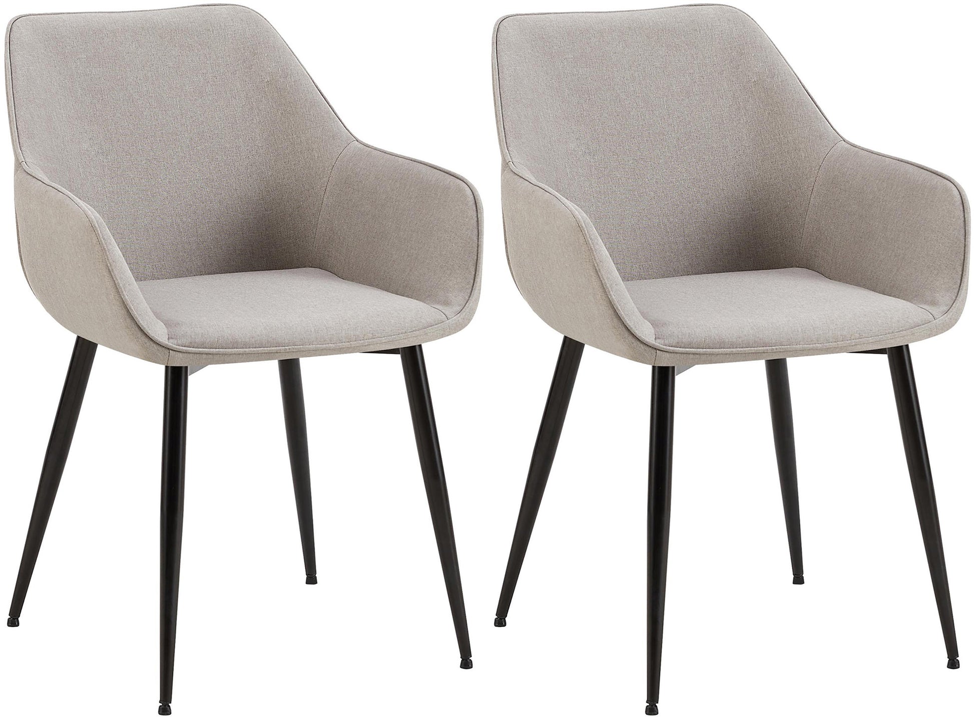 2-delige set Eetkamerstoelen - Fauteuils - Robuuste constructie, Hoog comfort Kleur lichtgrijs Materiaal Stof