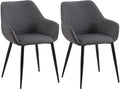 2-delige set Eetkamerstoelen - Fauteuils - Robuuste constructie, Hoog comfort Kleur donkergrijs Materiaal Stof