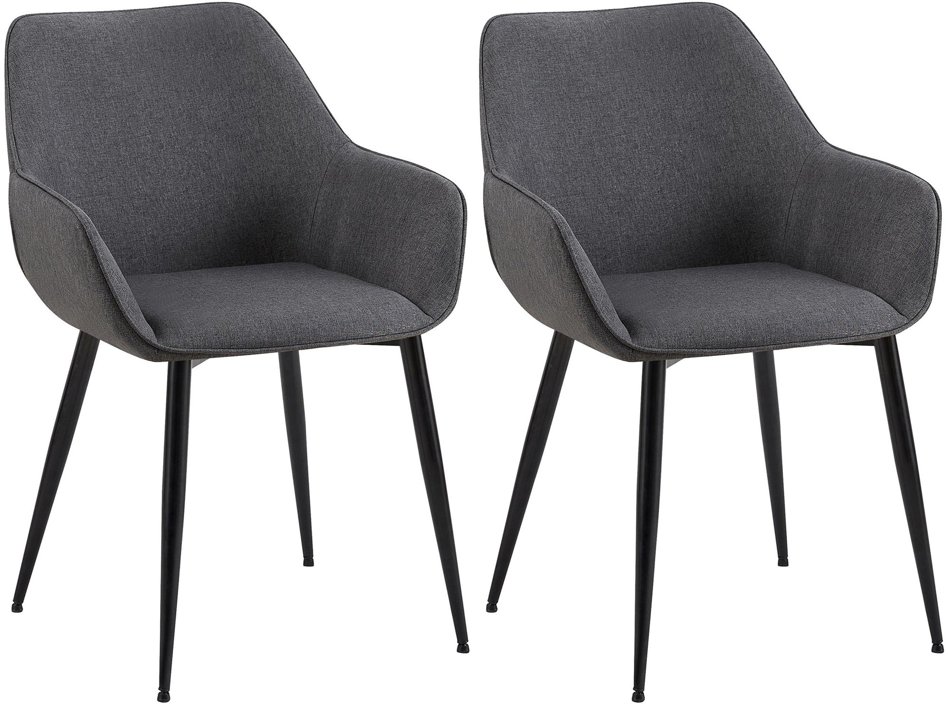 2-delige set Eetkamerstoelen - Fauteuils - Robuuste constructie, Hoog comfort Kleur donkergrijs Materiaal Stof