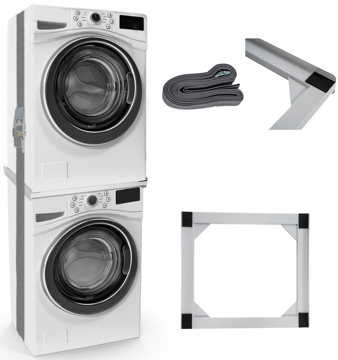 Verbindingsmodule Wasmachine - Koppelstuk - Ruimtebesparend met Spanningsriem Inhoud set verstelbaar