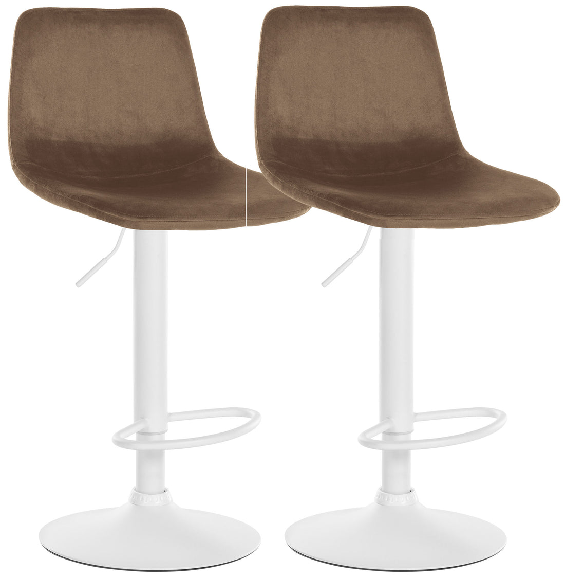 2-delige set Fluwelen Barkrukken - Design Krukken - Comfortabel Zitcomfort Kleur bruin Materiaal onderstel Metaal in chroomlook
