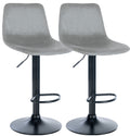 Set van 2 Fluwelen Barkrukken - Barstoelen - In Hoogte Verstelbaar en 360° Draaibaar Kleur grijs