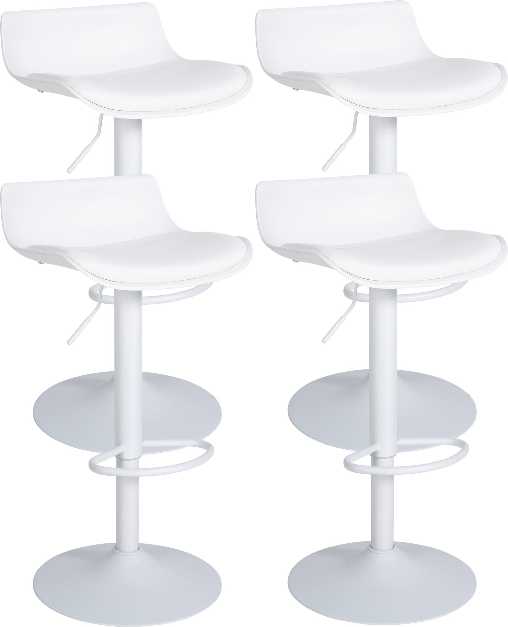 4-delige Set Barkrukken - Design Krukken - Verstelbare Hoogte & Comfortabele Voetsteun Kleur wit
