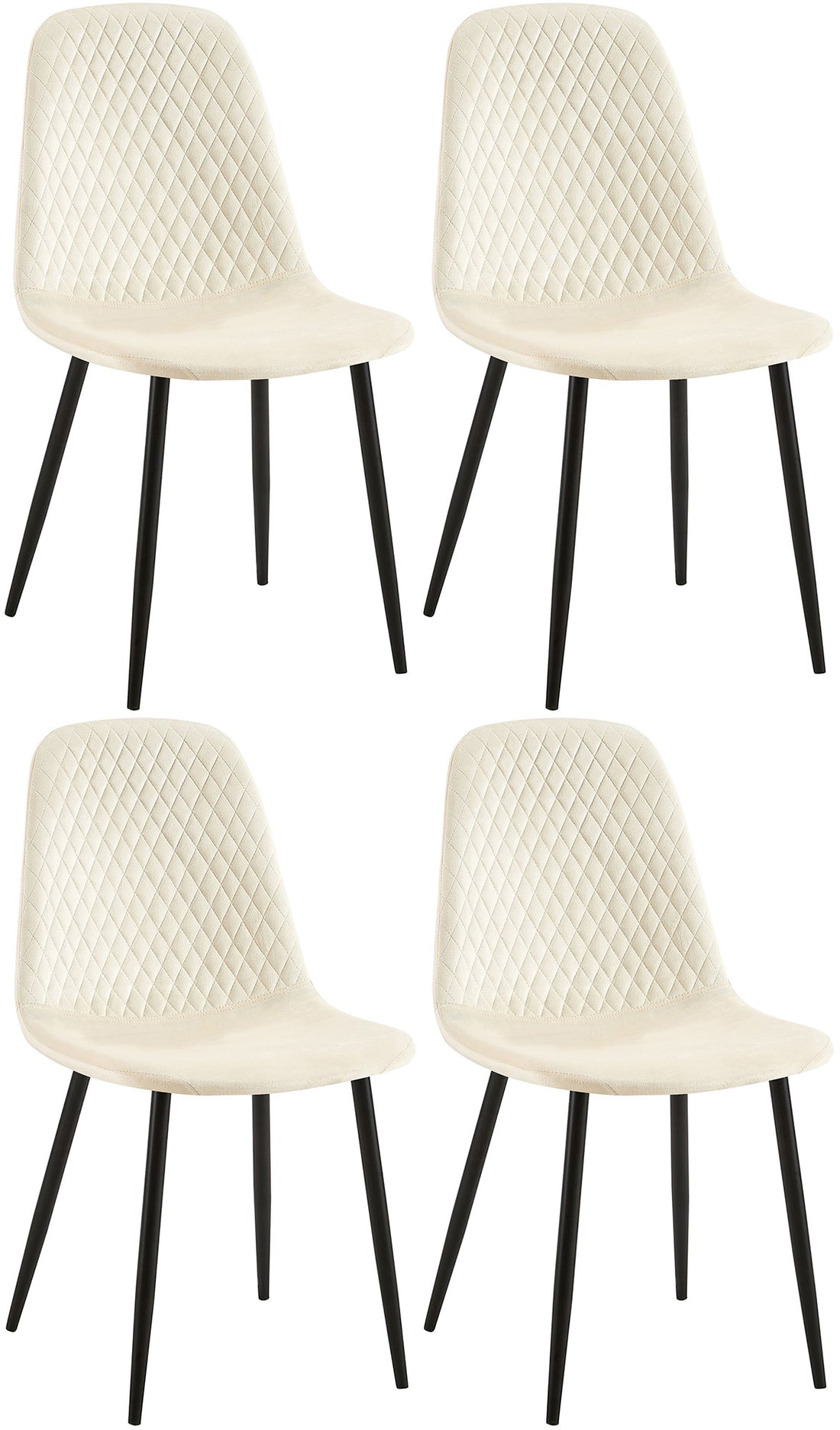 4-delige set Eetkamerstoelen - Keukenstoelen - Uitstekend Zitcomfort & Stijlvol Design Kleur crème