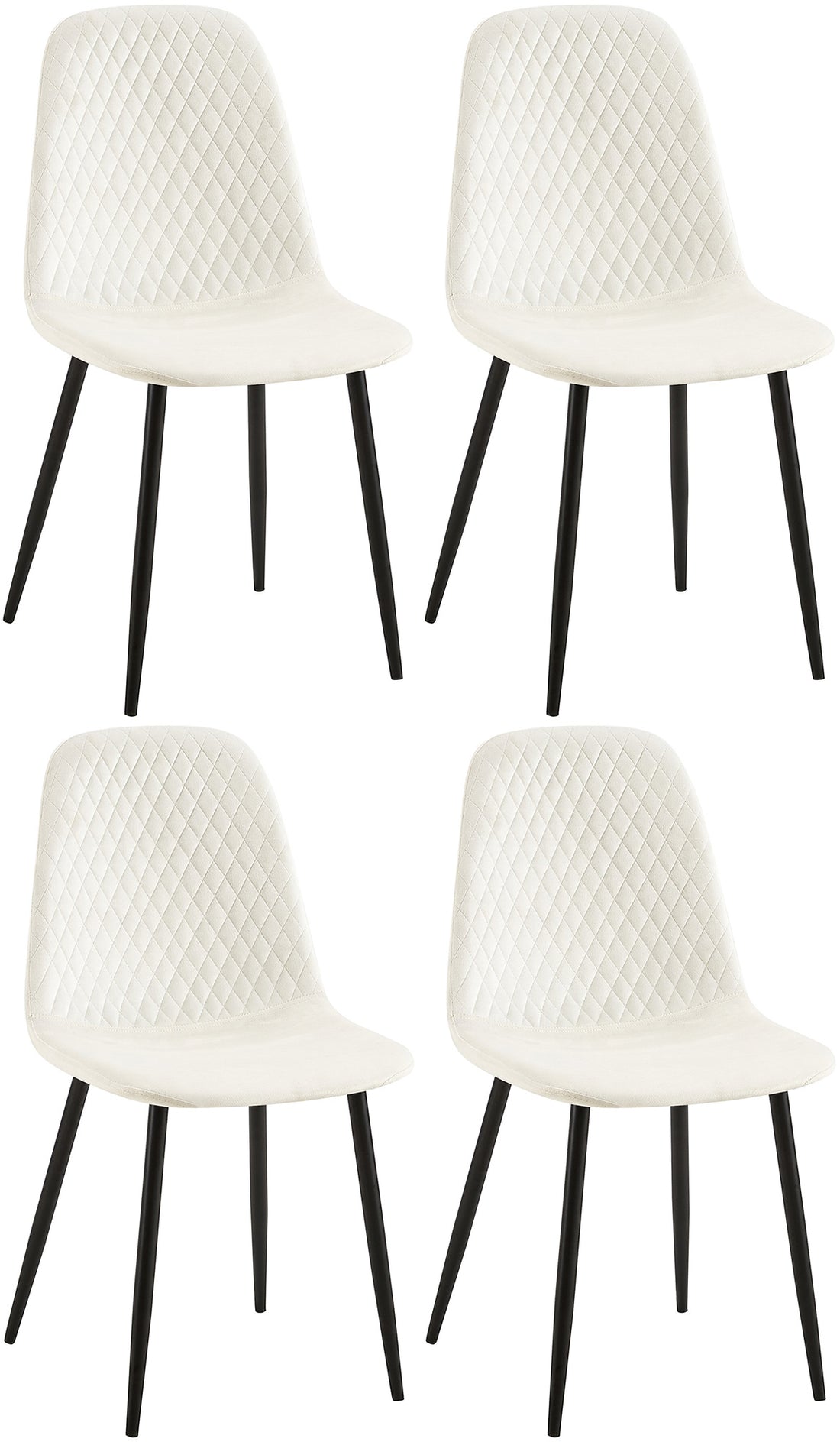 4-delige set Eetkamerstoelen - Dining Chairs - Onderhoudsvriendelijke stof Kleur crèmewit