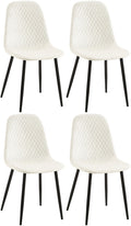 4-delige set Eetkamerstoelen - Dining Chairs - Onderhoudsvriendelijke stof Kleur crèmewit