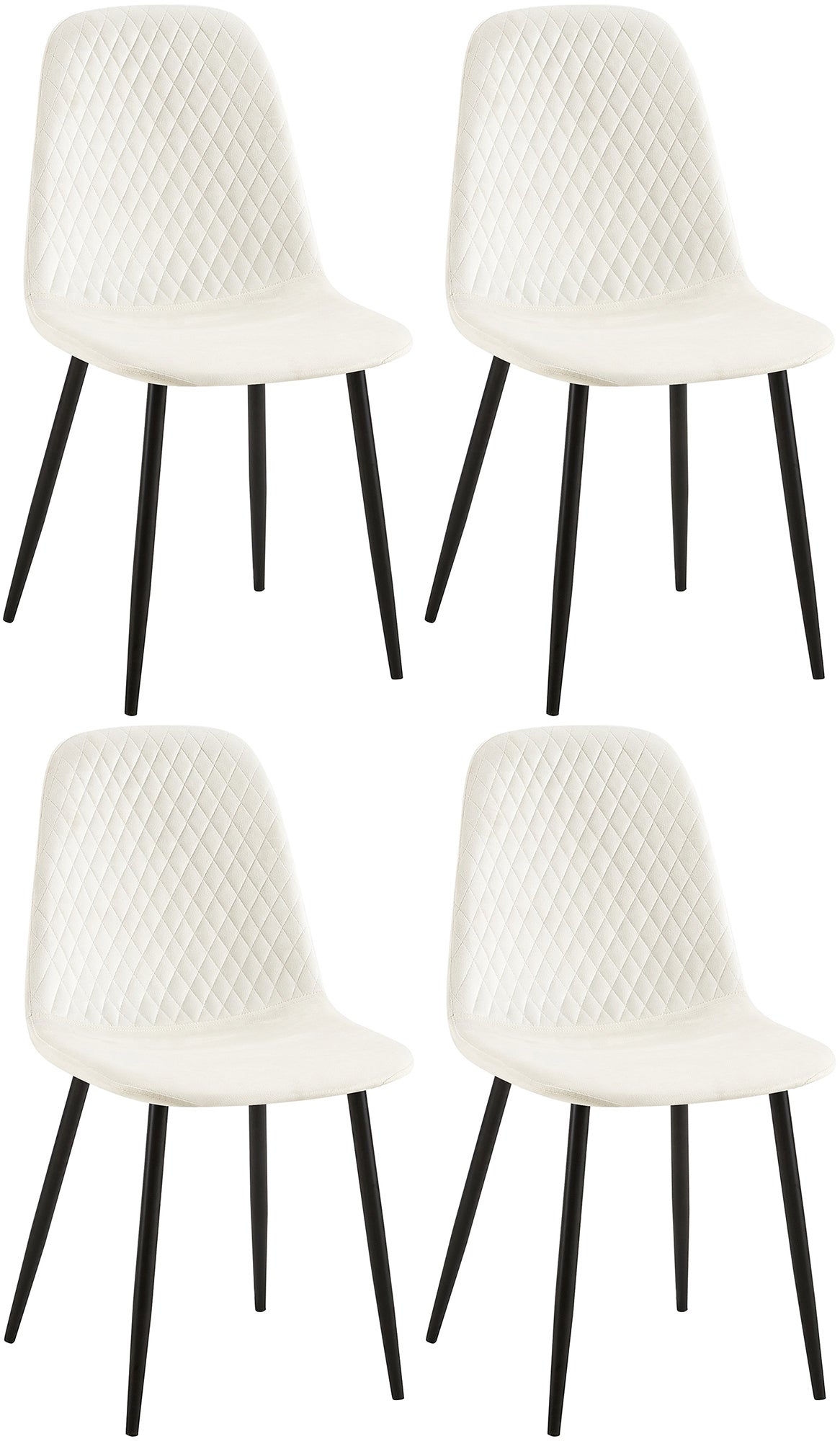 4-delige set Eetkamerstoelen - Dining Chairs - Onderhoudsvriendelijke stof Kleur crèmewit