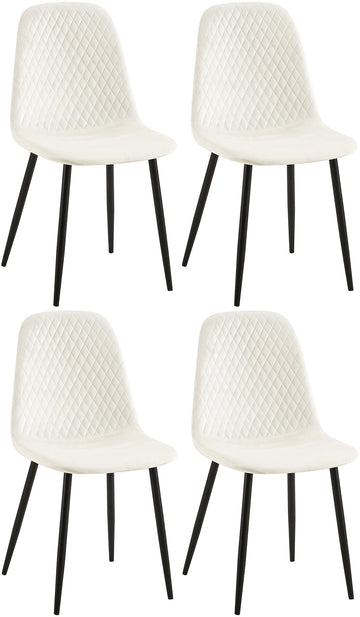 4-delige set Eetkamerstoelen - Dining Chairs - Onderhoudsvriendelijke stof Kleur crèmewit