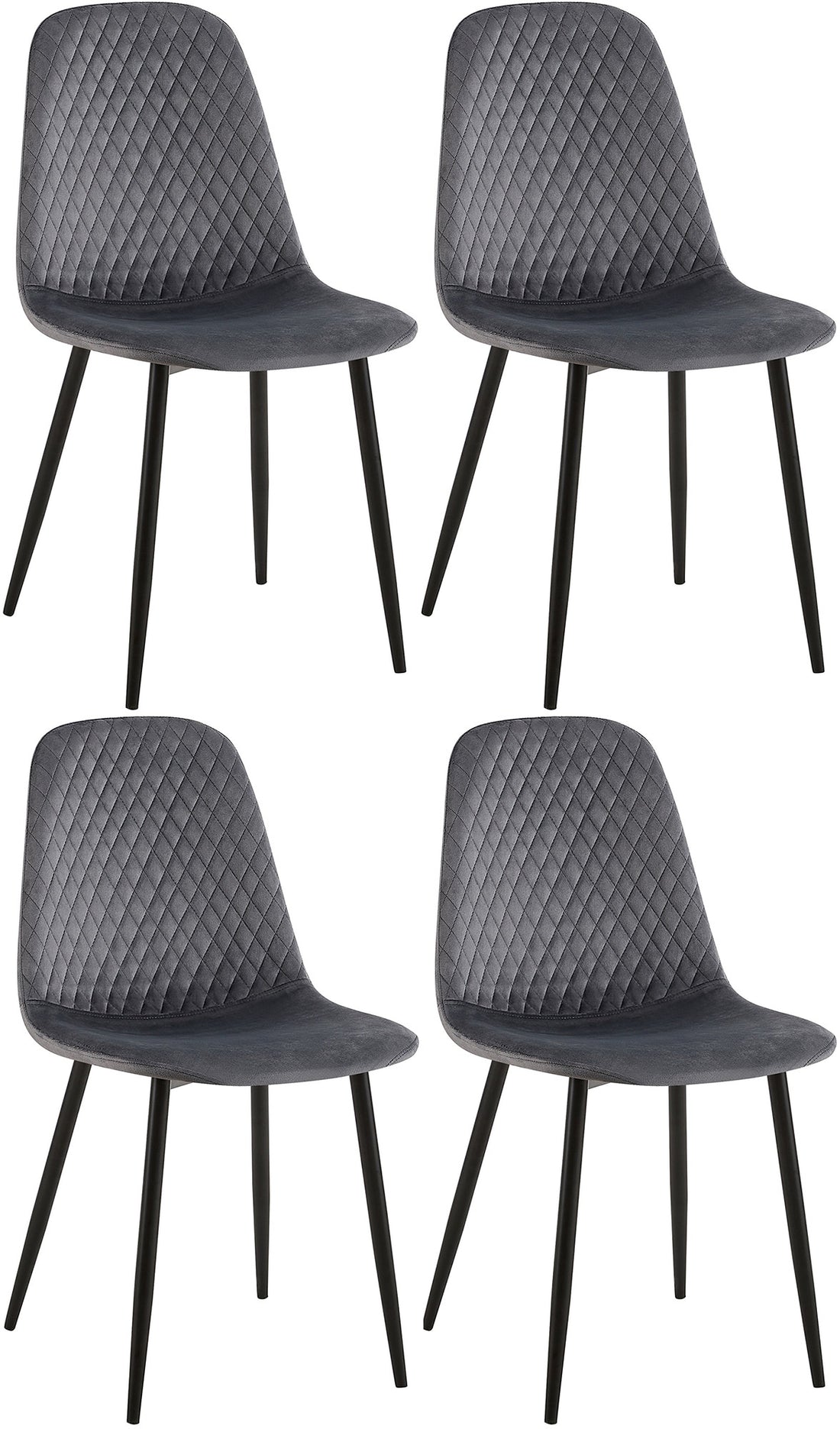 Set van 4 Eetkamerstoelen - Keukenstoelen - Onderhoudsvriendelijk, met Metalen Frame Kleur donkergrijs