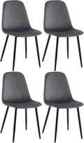 Set van 4 Eetkamerstoelen - Keukenstoelen - Onderhoudsvriendelijk, met Metalen Frame Kleur donkergrijs