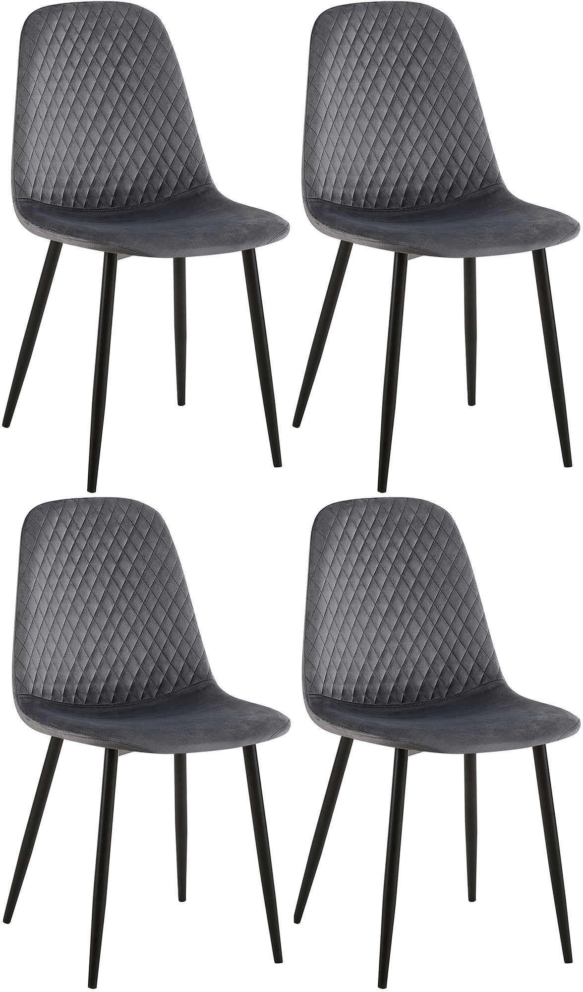 Set van 4 Eetkamerstoelen - Keukenstoelen - Onderhoudsvriendelijk, met Metalen Frame Kleur donkergrijs