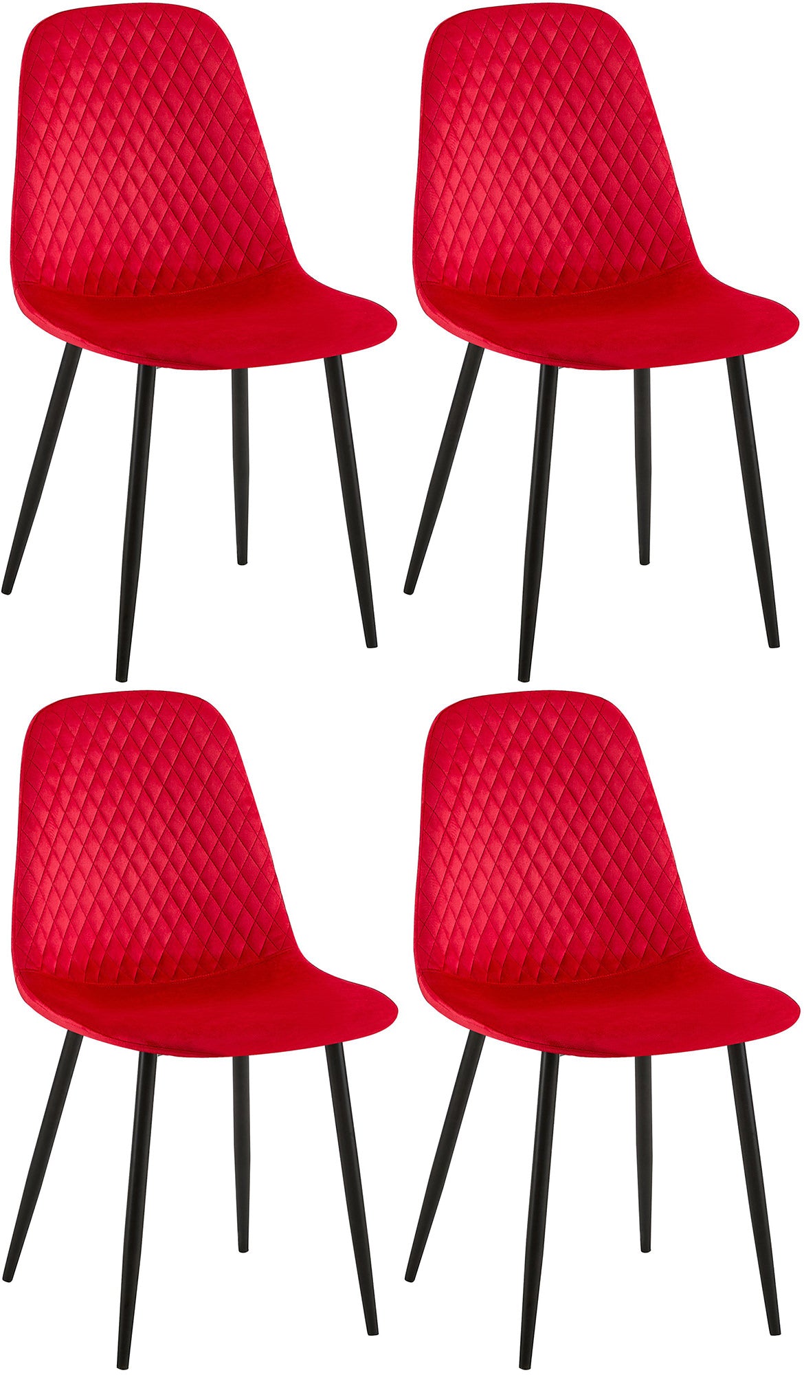 4-delige Set Eetkamerstoelen - Gestoffeerd - Onderhoudsvriendelijk Design Kleur rood Materiaal zacht