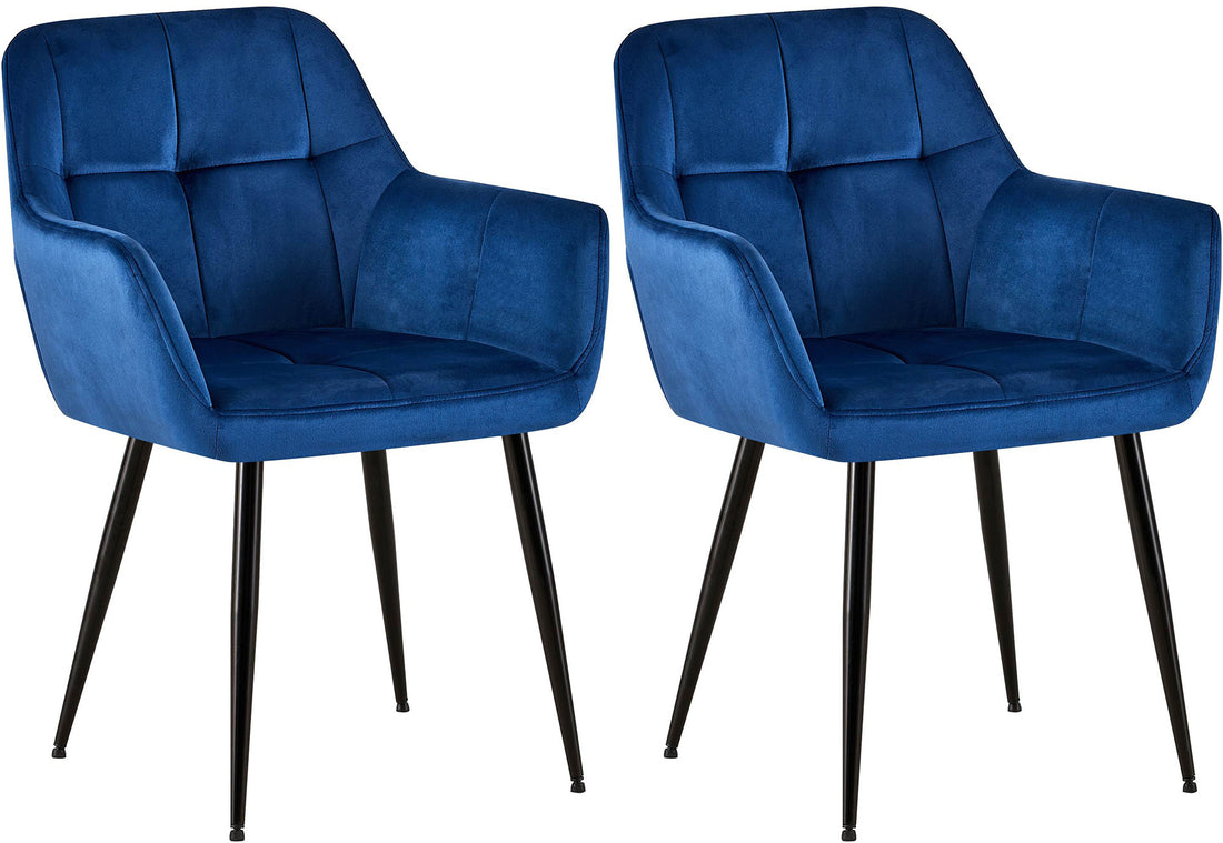 2-delige set Eetkamerstoel Fluweel - Stoelen - Comfortabel Zitcomfort, Onderhoudsvriendelijk Design Kleur blauw