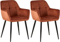 2-delige set Eetkamerstoel Fluweel - Stoelen - Comfortabel Zitcomfort, Onderhoudsvriendelijk Design Kleur bruin