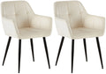 Set van 2 Fluwelen Eetkamerstoelen - Keukenstoelen - Hoog Comfort - Stevig Metaal Frame Kleur crème