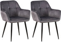 2-delige set Eetkamerstoel Fluweel - Stoelen - Comfortabel Zitcomfort, Onderhoudsvriendelijk Design Kleur grijs