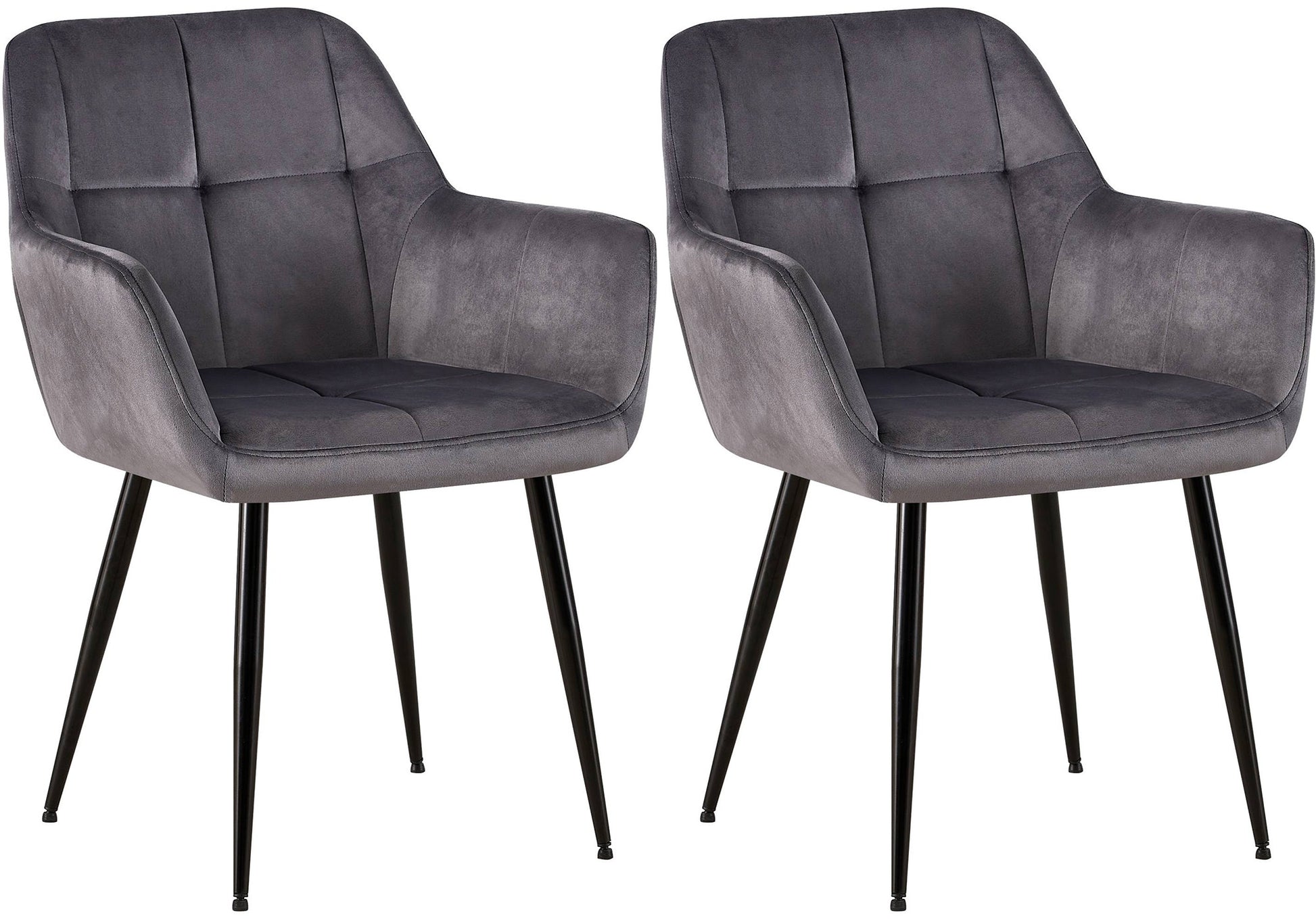 2-delige set Eetkamerstoel Fluweel - Stoelen - Comfortabel Zitcomfort, Onderhoudsvriendelijk Design Kleur grijs