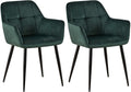 2-delige set Eetkamerstoel Fluweel - Stoelen - Comfortabel Zitcomfort, Onderhoudsvriendelijk Design Kleur groen