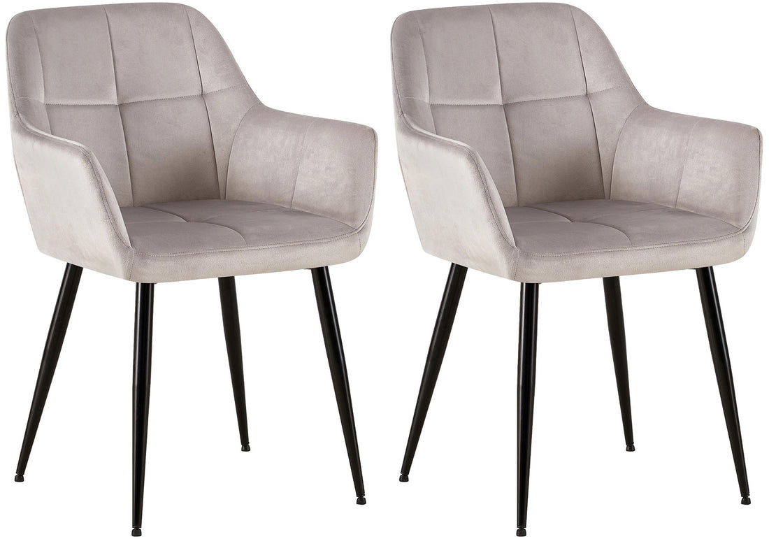 Set van 2 Moderne Eetkamerstoelen - Keukenstoelen - Comfortabele Bekleding en Hoog Zitcomfort Kleur lichtgrijs