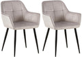Set van 2 Moderne Eetkamerstoelen - Keukenstoelen - Comfortabele Bekleding en Hoog Zitcomfort Kleur lichtgrijs