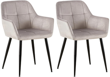 Set van 2 Moderne Eetkamerstoelen - Keukenstoelen - Comfortabele Bekleding en Hoog Zitcomfort Kleur lichtgrijs
