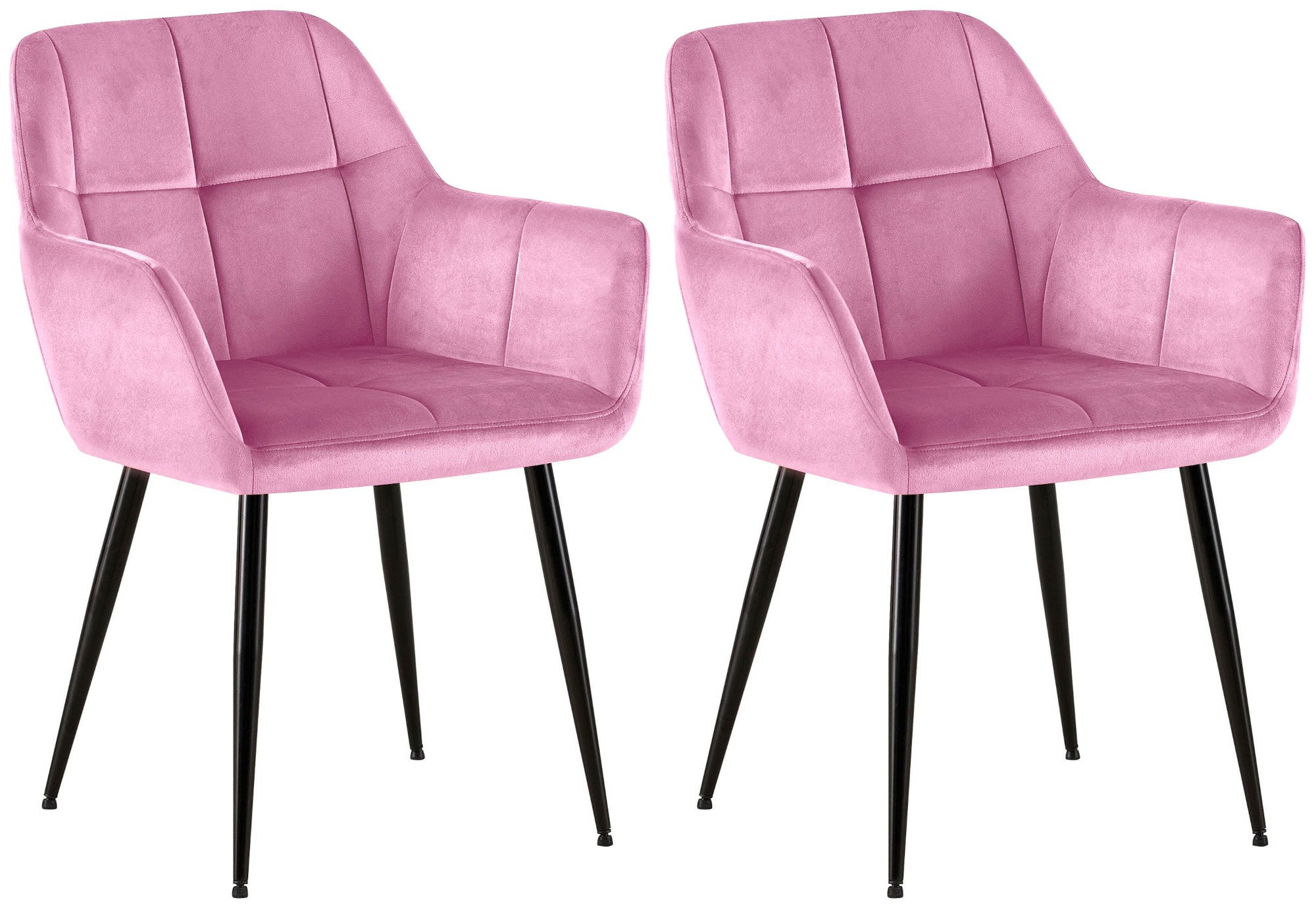 2 fluweelroze Eetkamerstoelen - Moderne Stoelen, Hoog zitcomfort Kleur roze (licht)