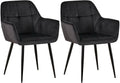 2-delige set Eetkamerstoel Fluweel - Stoelen - Comfortabel Zitcomfort, Onderhoudsvriendelijk Design Kleur zwart