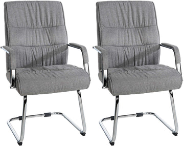 2-delige Set Bezoekersstoel - Gaststoel - Comfortabel Design, Onderhoudsvriendelijke Bekleding Kleur lichtgrijs