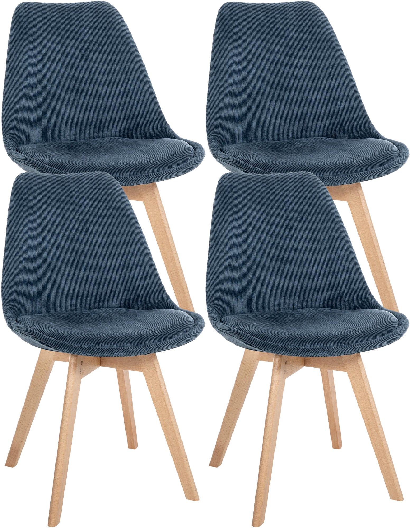 4-delige set Eetkamerstoelen - Keukenstoelen - Comfortabel en Reinigen Gemakkelijk Kleur donkerblauw Materiaal Koord