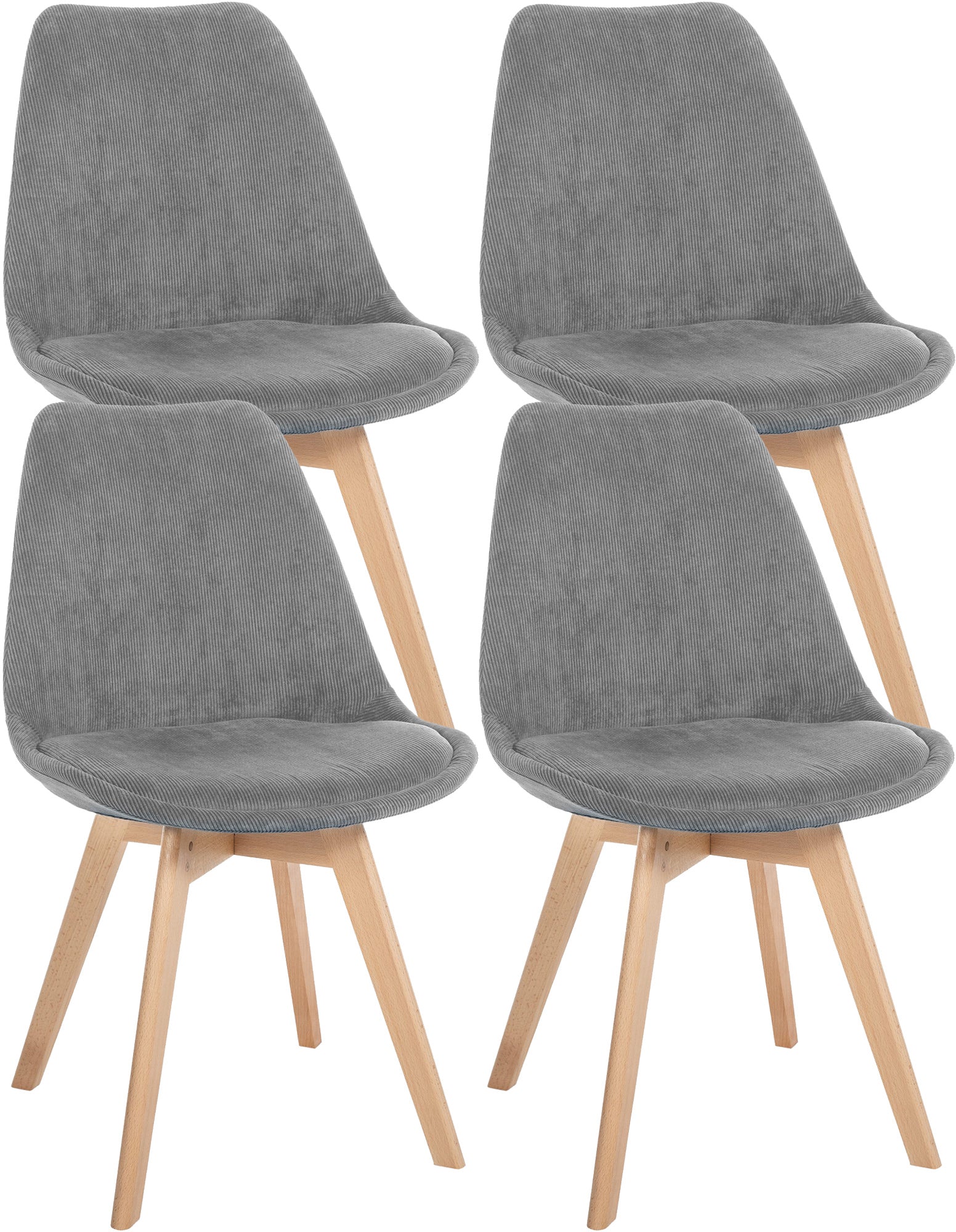 4-delige set Eetkamerstoelen - Keukenstoelen - Comfortabel en Reinigen Gemakkelijk Kleur grijs Materiaal Koord
