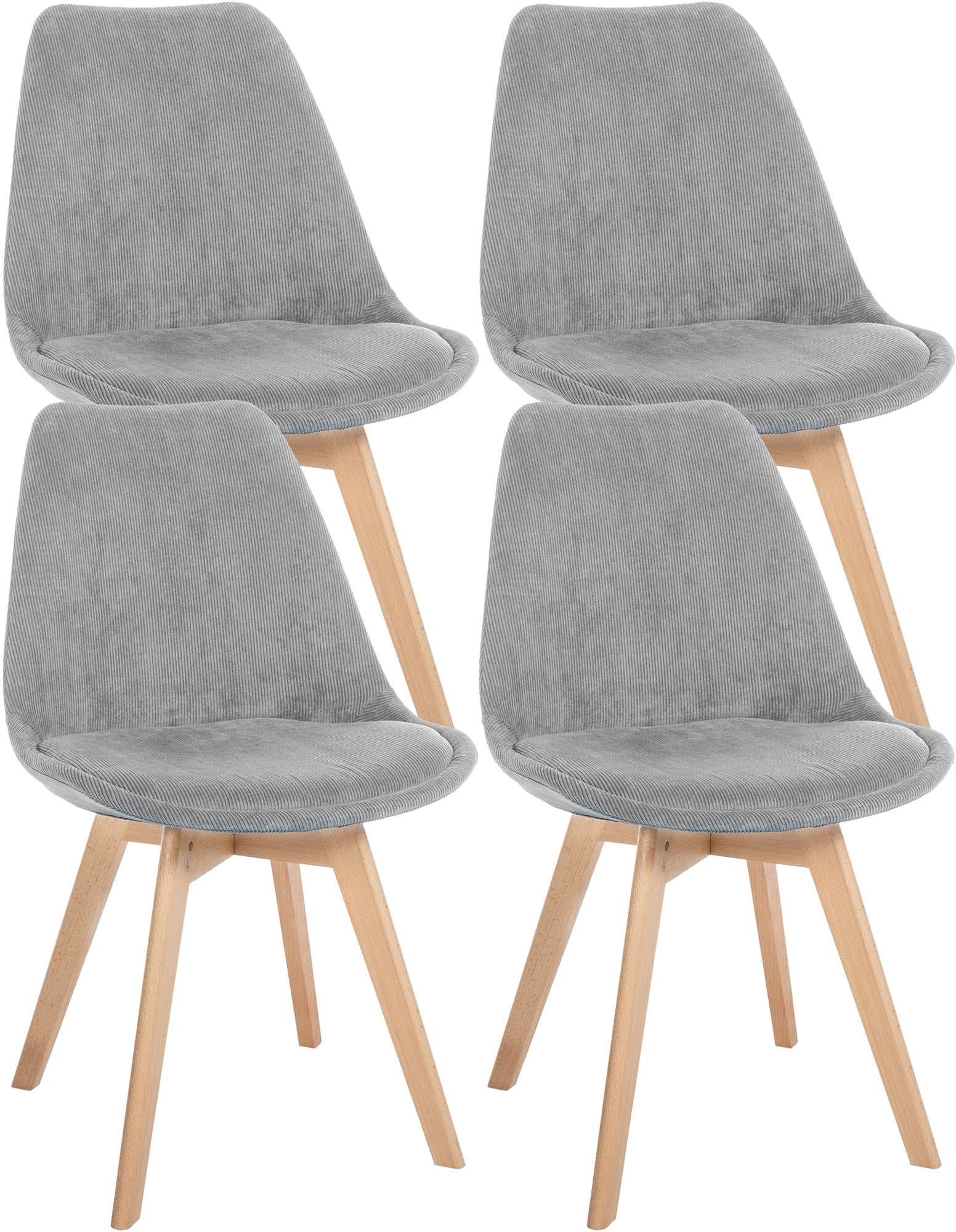 4-delige set Eetkamerstoelen - Keukenstoelen - Comfortabel en Reinigen Gemakkelijk Kleur lichtgrijs Materiaal Koord