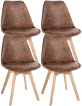 4-delige set Eetkamerstoelen - Keukenstoelen - Comfortabel en Reinigen Gemakkelijk Kleur bruin Materiaal kunstleer