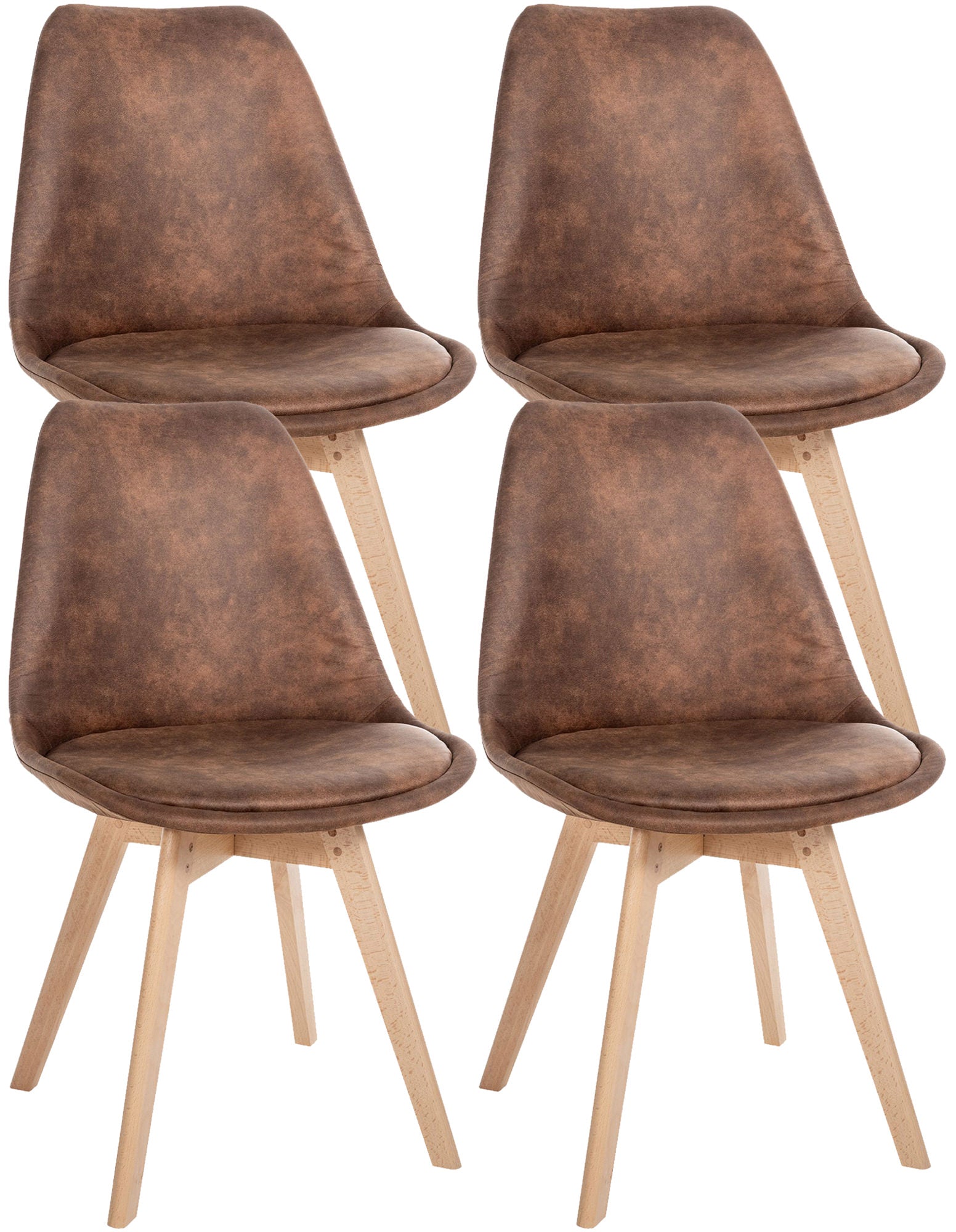 4-delige set Eetkamerstoelen - Keukenstoelen - Comfortabel en Reinigen Gemakkelijk Kleur bruin Materiaal kunstleer