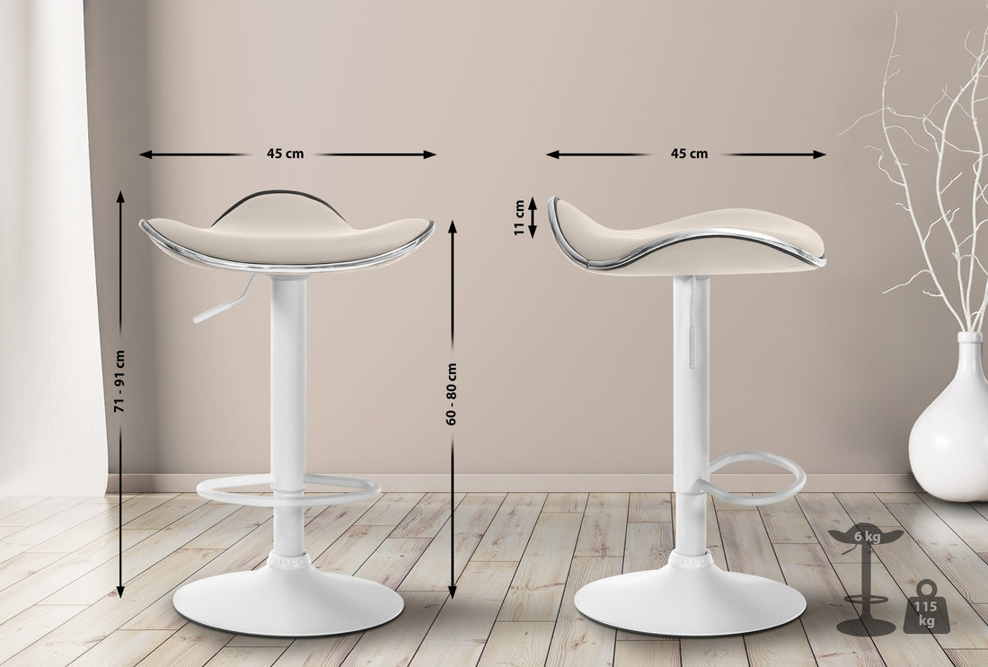 Verstelbare Barkruk - Stijlvolle Kruk - 360° Draaiend voor Comfort Kleur crème