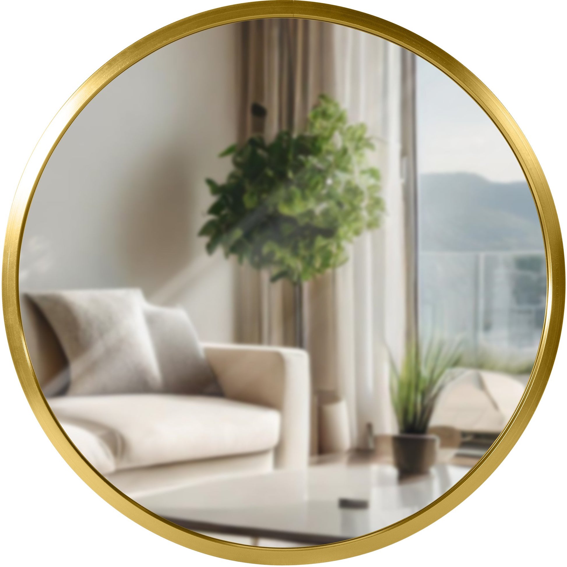 Ronde Wandspiegel - Circulaire Spiegel - Eenvoudige Montage - Minimalistisch Design Kleur gouden glans Maat S