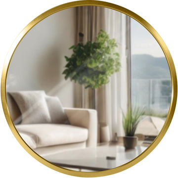 Ronde Wandspiegel - Circulaire Spiegel - Eenvoudige Montage - Minimalistisch Design Kleur gouden glans Maat S