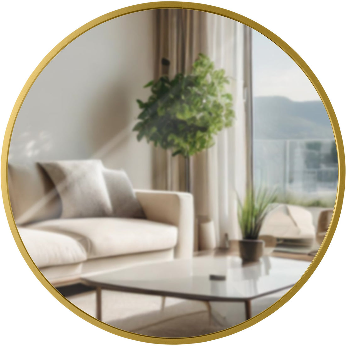 Ronde Wandspiegel - Circulaire Spiegel - Eenvoudige Montage - Minimalistisch Design Kleur gouden glans Maat S