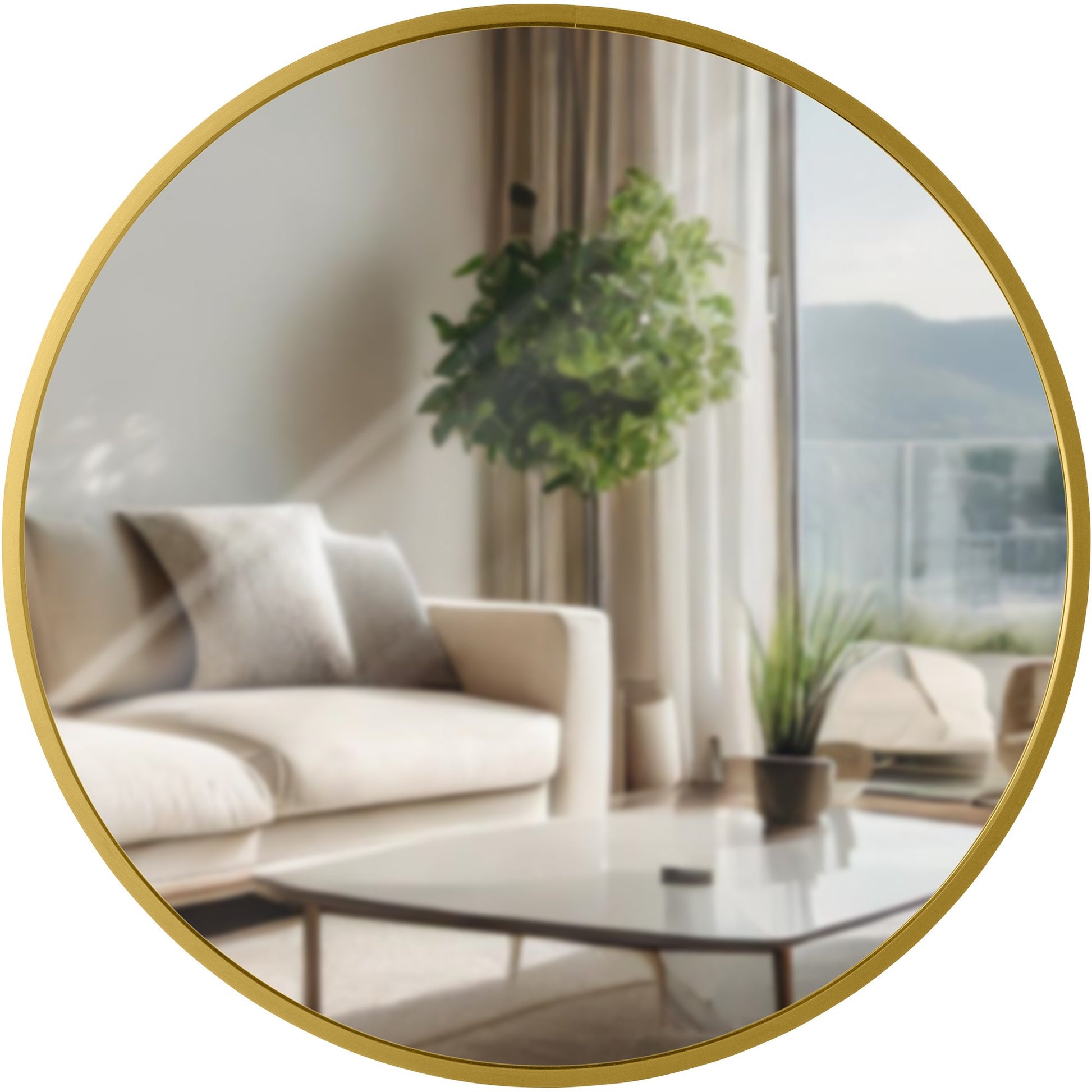 Ronde Wandspiegel - Circulaire Spiegel - Eenvoudige Montage - Minimalistisch Design Kleur gouden glans Maat M