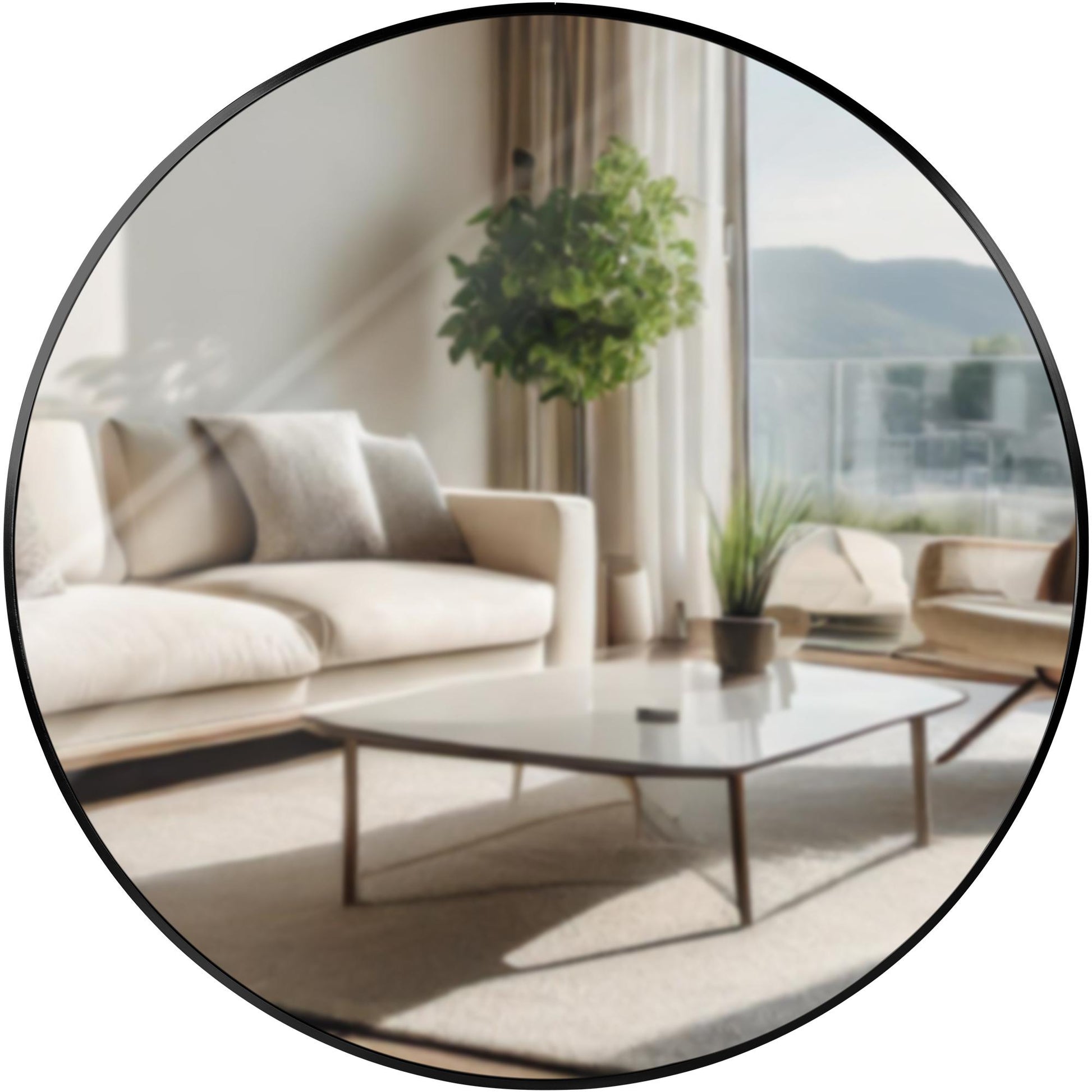 Ronde Wandspiegel - Circulaire Spiegel - Eenvoudige Montage - Minimalistisch Design Kleur zwart Maat XL