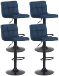4-delige Set Barkrukken Fluweel - Barstoelen - Optimaal Comfort Kleur blauw