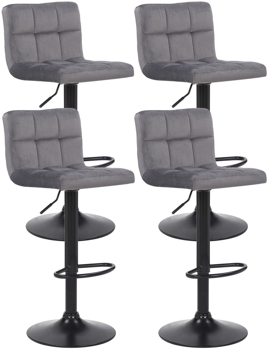 4-delige Set Barkrukken Fluweel - Barstoelen - Optimaal Comfort Kleur blauw