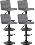 4-delige Set Barkrukken Fluweel - Barstoelen - Optimaal Comfort Kleur grijs